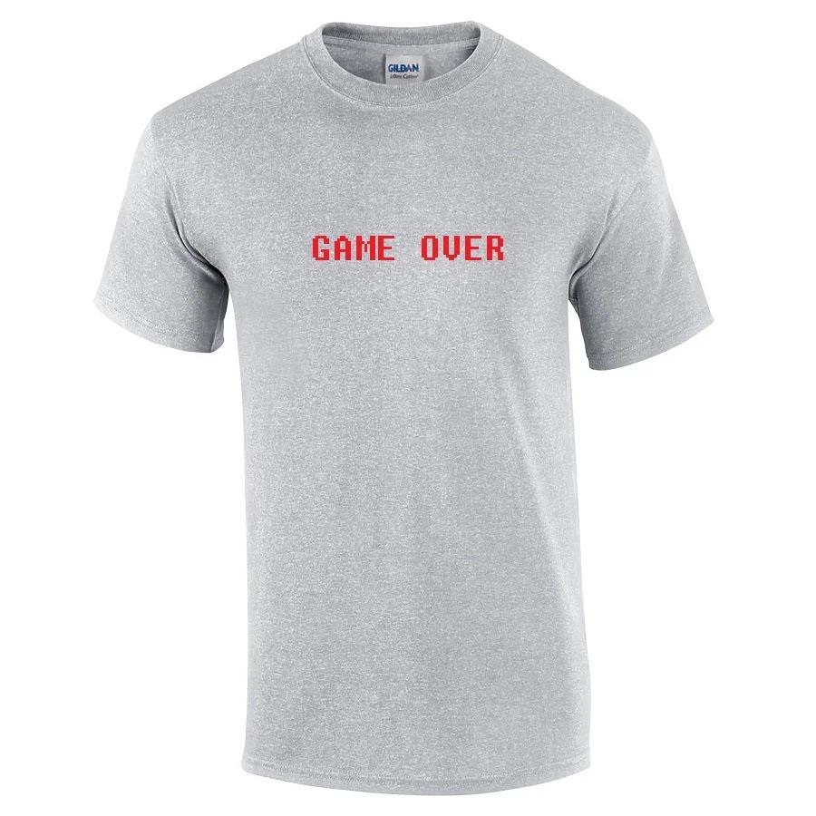 Game Over T-Shirt Funny Sport Gray Red Gamer Gift Tee Shirt S-5XL