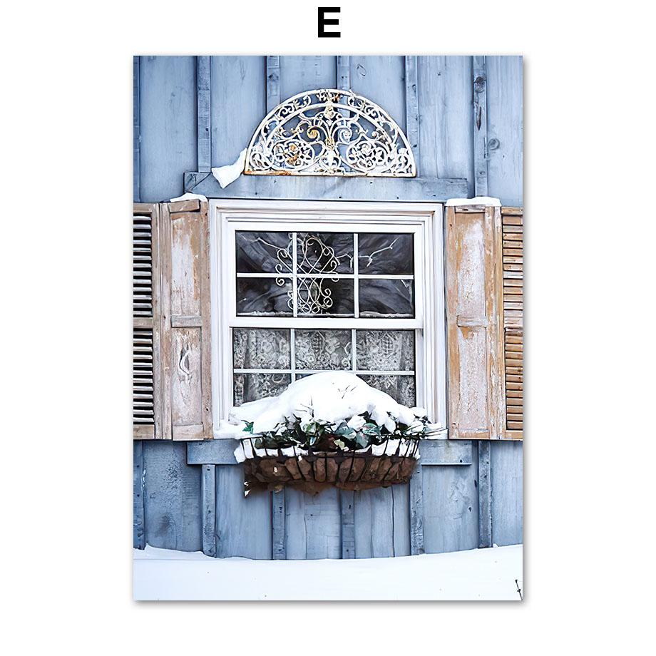 Winter Snow Fores Cabin Leopard Deer Plant Wall Art Canvas Painting Nordic Posters And Prints Wall Picture For Living Room Decor