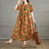 2025 Plus Size Summer Dress Women New Vintage Long Casual Dress Printing Loose Dress Maxi