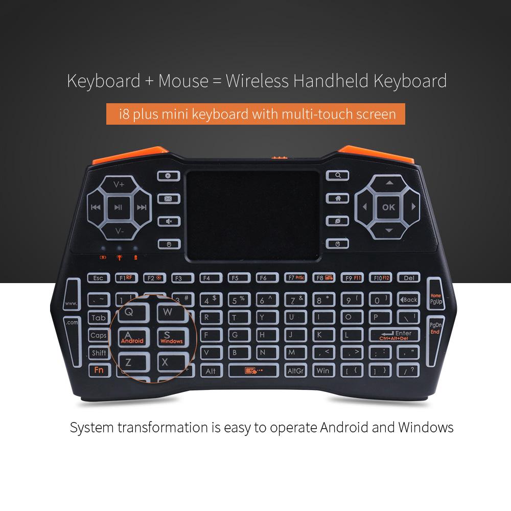 Мини-беспроводная клавиатура 2,4G, воздушная мышь, трехцветная клавиатура с подсветкой и сенсорной панелью для ноутбука и телевизора