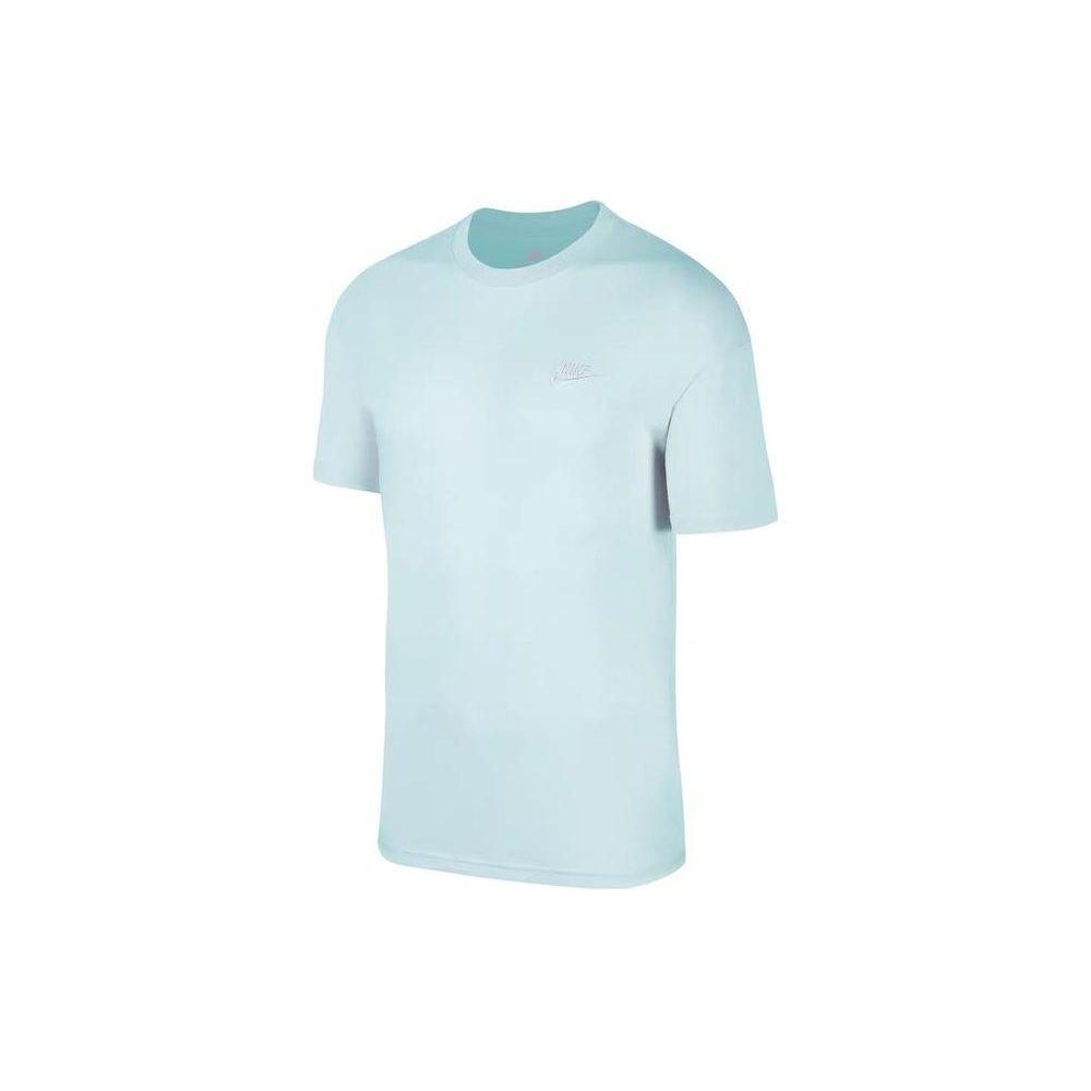Nike Solid Color Logo Print Casual Sports Short Sleeve T-Shirt Men Tops Light-Blue CW1252-410