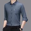 Гладкая антипиллинговая мужская рубашка из шелка Mulberry с длинными рукавами, весна и осень, новая полосатая рубашка, не требует глажки