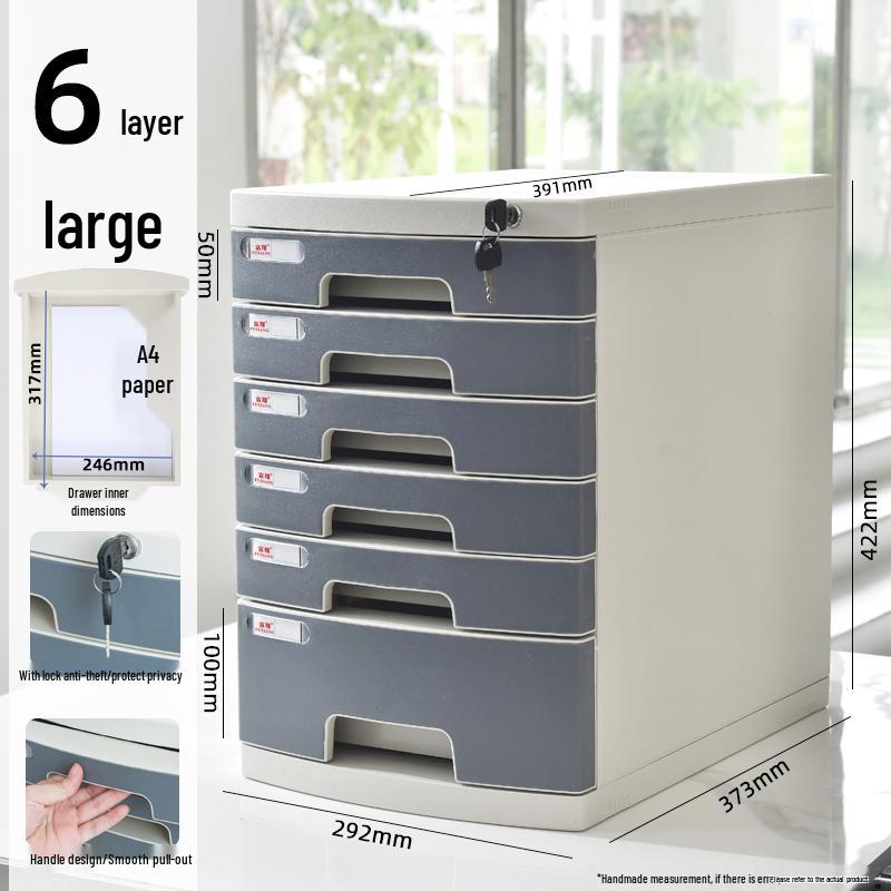 Lockable Multi-Layer A4 File Cabinet Drawer - Plastic Office Storage Box