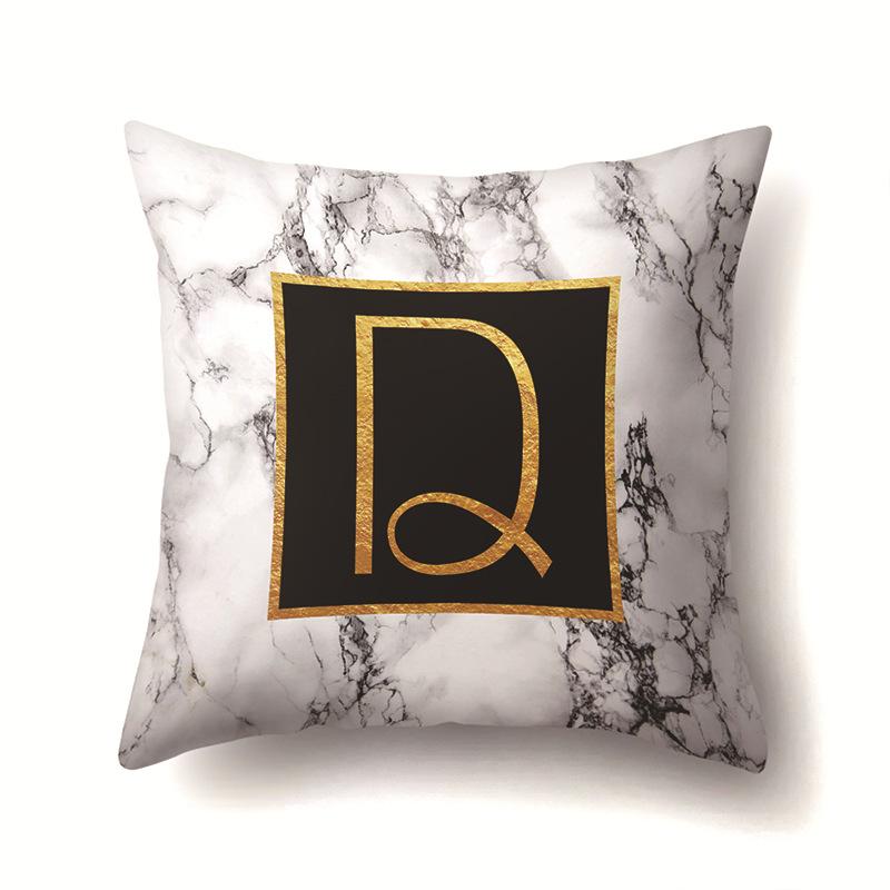 Полиэстеровая наволочка Домашняя Принт Мрамор Черный Золотой Наволочка 26 Английских Букв Наволочка