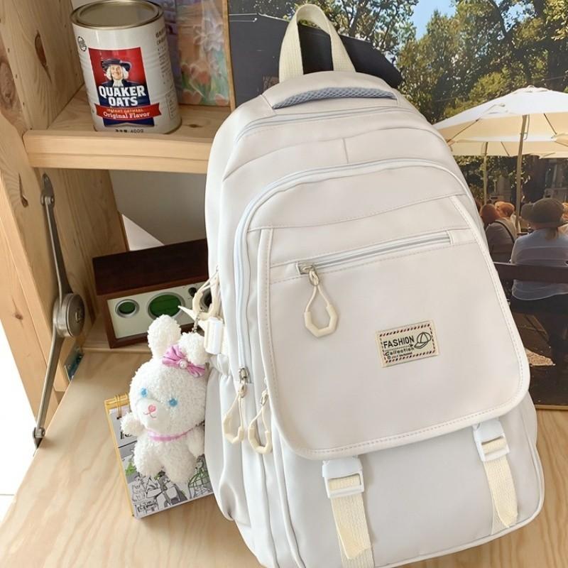 Trendy Girls' High School Backpack With Colorful Contrast Design Soft Retro Bookbag For Teens