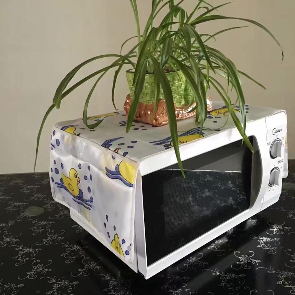 1 шт. 35*100 см Пылезащитный атласный чехол для микроволновой печи с боковыми карманами для хранения, салфетка, домашний чехол с принтом, современный верхний чехол