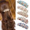 Women Fashion Flower Leaf Crystal Rhinestone Hair Barrette Clip Hairpin Jewelry