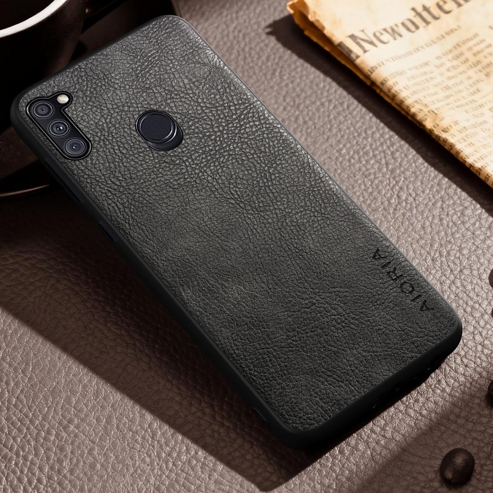 Phone Case: Luxury Case for Samsung Galaxy A71 A51 A11 5G Retro Fashion Natural Texture Solid Color Anti-fingerprints Synthetic Leather Precise