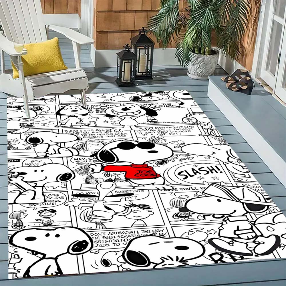 Snoopy cartoon print rug mat, non-slip and stain-resistant, perfect for home decor and a gift for friends and family.