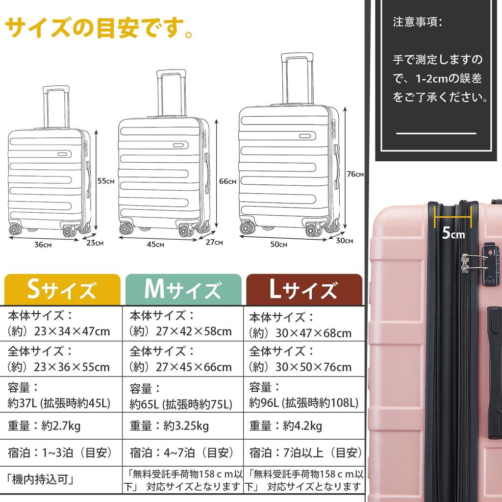 Carry Carry Bag with Expansion 360 Degree Double TSA Zipper Business Hospitalization 1 Night and 2 [VIVICITY] Suitcase, Case, Carry-on, Function,