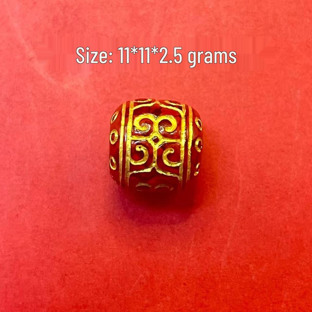 Original Gold-Plated Cinnabar Turtle Shell Fu Plaque and Gourd Pouch Accessories