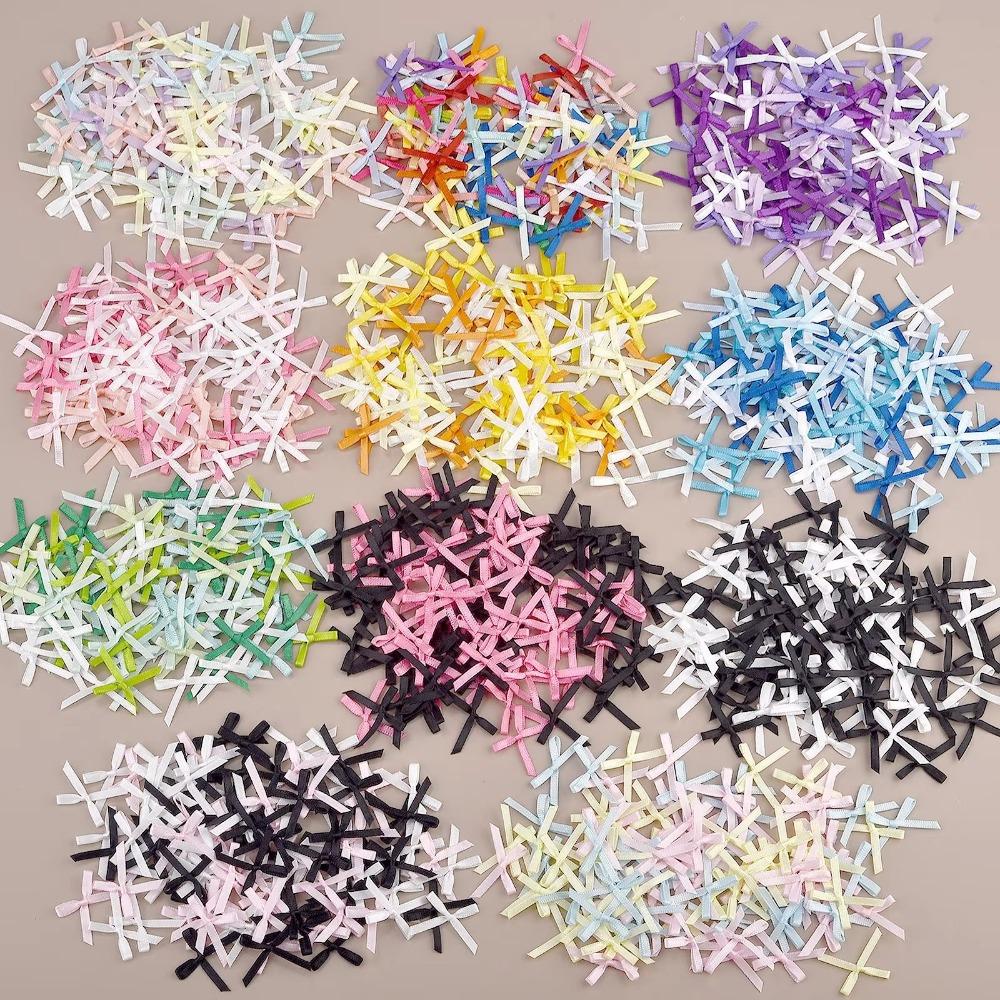 100pcs 2x3cm Ribbon Bows Solid Color Gift Wrapping Bowknot New Satin Bow DIY Craft Scrapbooking