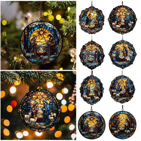 Рождественский вертеп, украшение ручной работы, круглый ловец солнца, первое рождественское украшение для младенца, христианское украшение