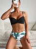 1011 new swimsuit women's fashion European and American bikini split printing two-piece swimsuit women's bikini