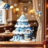 Indoor Outdoor Holiday Stickers Christmas Tree/Santa Claus Window Clings Blue PVC Waterproof Static Glass Stickers Tree Clings Winter Wall