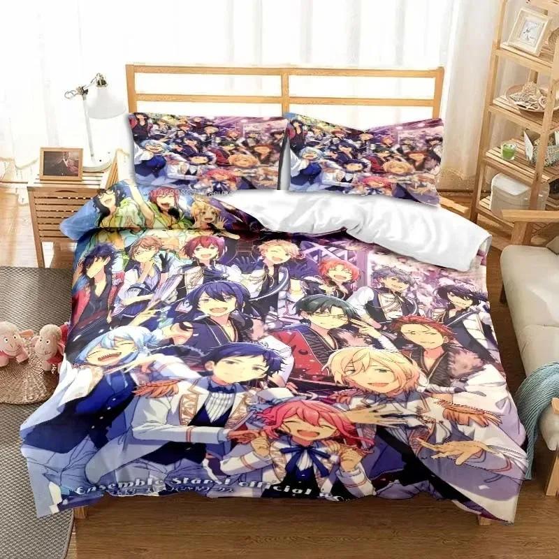 3D Аниме Рок-группа Ensemble Stars Всесезонный Полуторный Комплект Постельного Белья 3 Предмета Комплект Одеяла Пододеяльник Двуспальный Кинг Чехол для Одеяла
