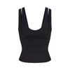 SKIMS Matte Double-Strap Scoop Tank Top Obsidian/Obsidian Women Tops Black TPTNK10540W-OBD