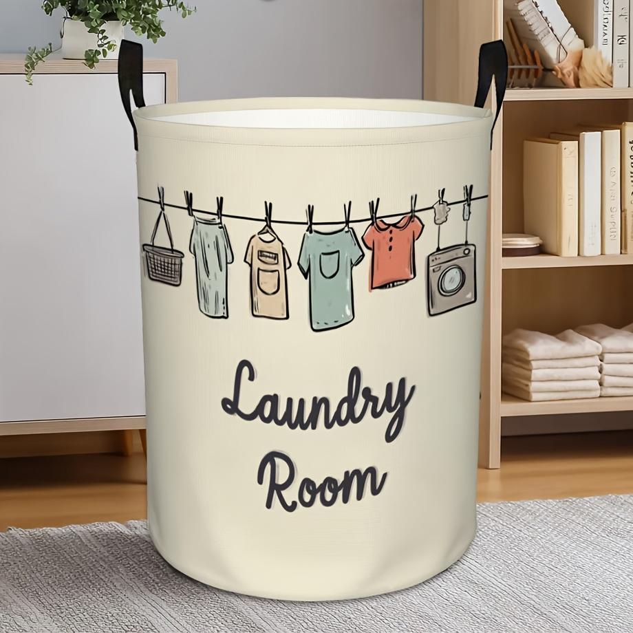 1pc, Large-Capacity Laundry Basket with Clothespin Design And Sturdy Handles for Clothes,, And Seasonal Items - Space-Saving Decorative Storage Bin, L