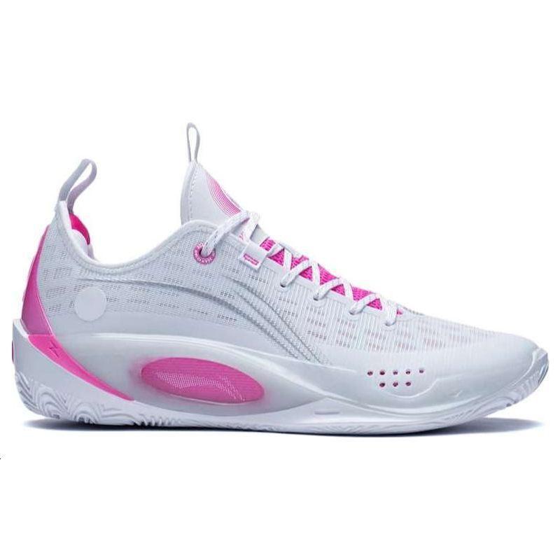 Li Ning Wade 808 2 Нескользящие Низкие Баскетбольные Кроссовки Мужские Бело-Розовые ABPS037-7