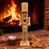 Nutcracker Decor 38cm Wooden 3D Carving Figurine Christmas Wood Nutcracker Ornament For Holiday Party Kitchen Shelf Bedroom