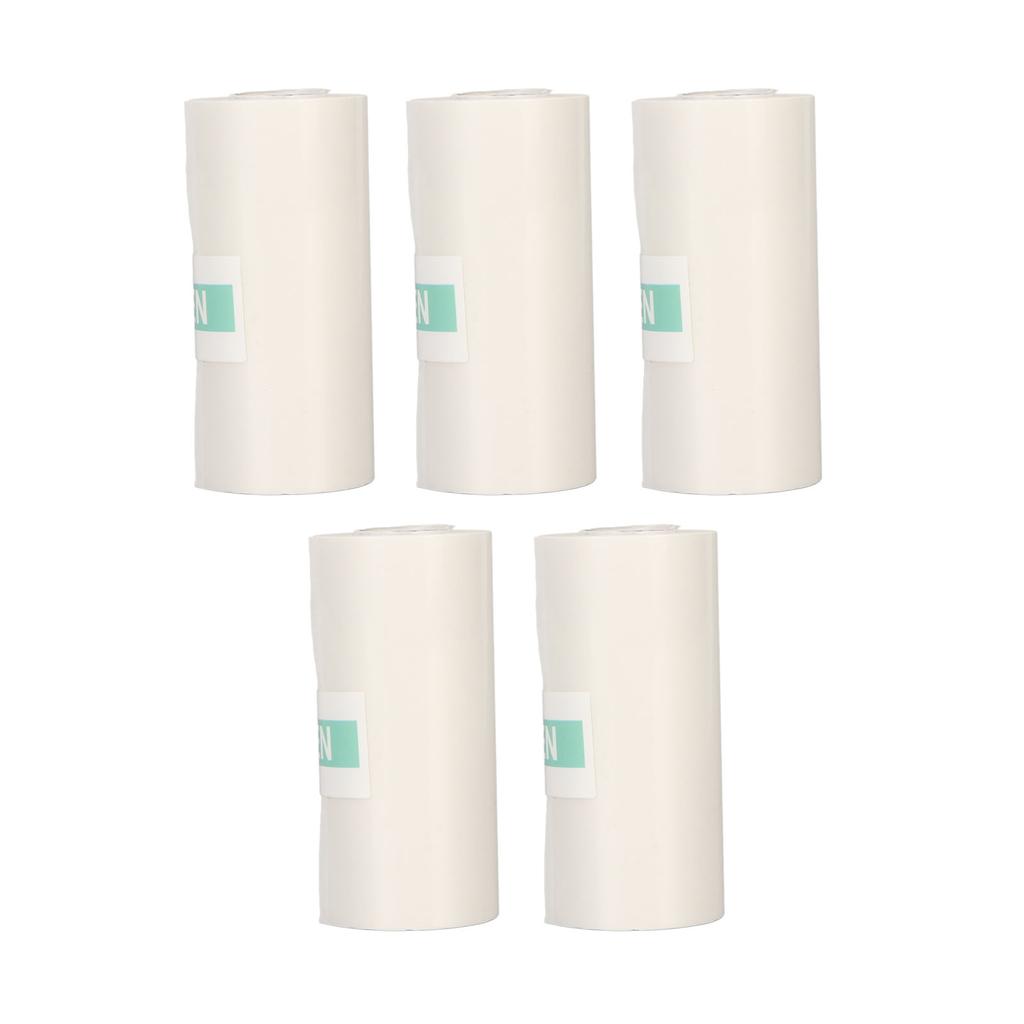 5 Rolls Adhesive Thermal Paper 2.2in Long 1in Wide Printing Transparent Thermal Sticker Paper for Photo Document Webpage