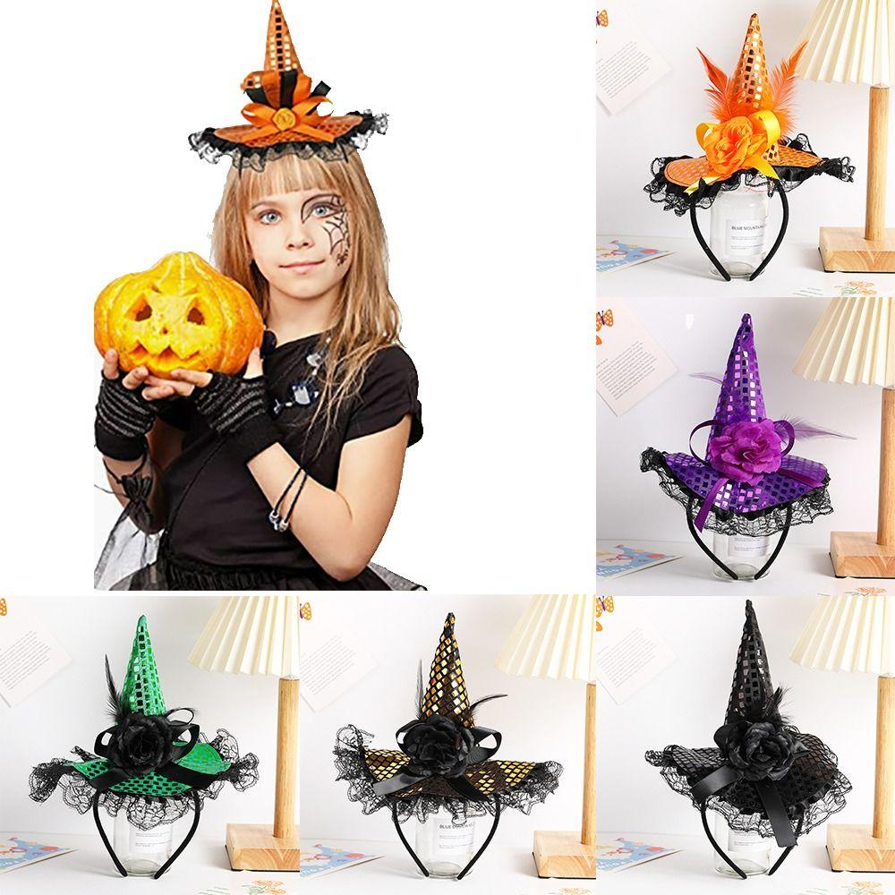 Lace Halloween Party Hair Band Headband Halloween Witch Hat Hair Hoop Cute   Lady