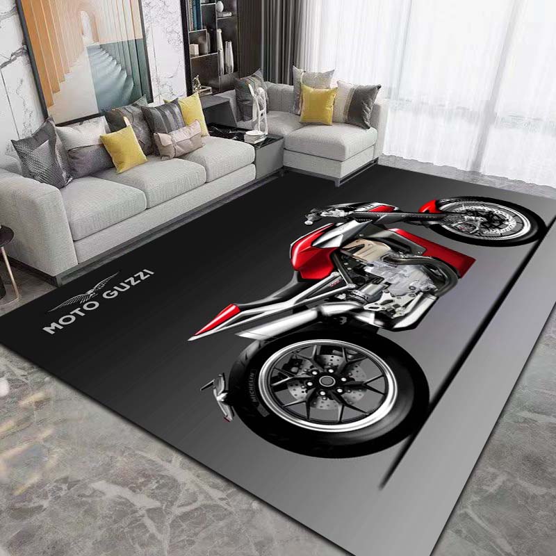 2026 New Retro Motorcycle G-Guzzi Printed Carpet Living Room Bedroom Decoration Tea Table Table Non slip Entrance Carpet Gift