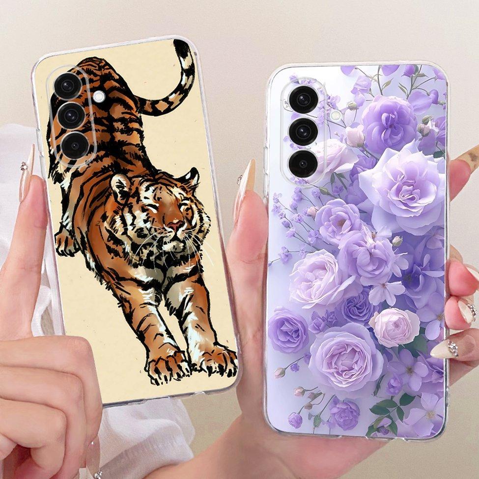 Clear For Samsung A26 SM-A266E SM-A266B Case For Samsung Galaxy A26 Cover Luxury Fashion Flowers Cute Kawaii Painted