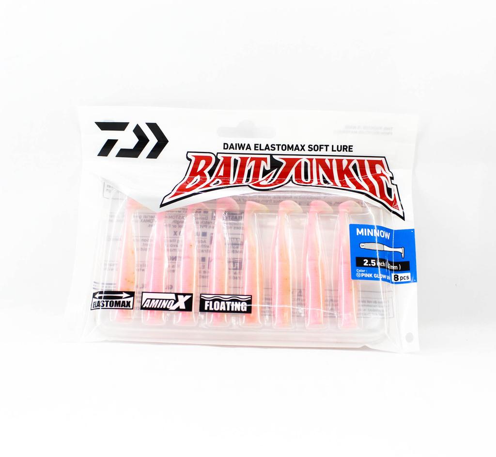 Daiwa Soft Lure Bait Junkie Minnow 2.5 Inch 8 Per Pack Pink Glow UV (2798)