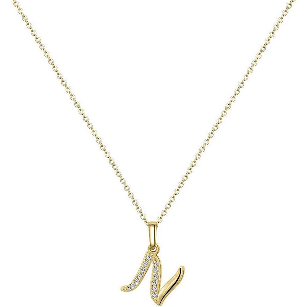 Европейское и американское простое и модное женское ожерелье с 26 заглавными буквами, позолоченное 14-каратным серебром, аксессуары для ожерелья с микро-набором циркония