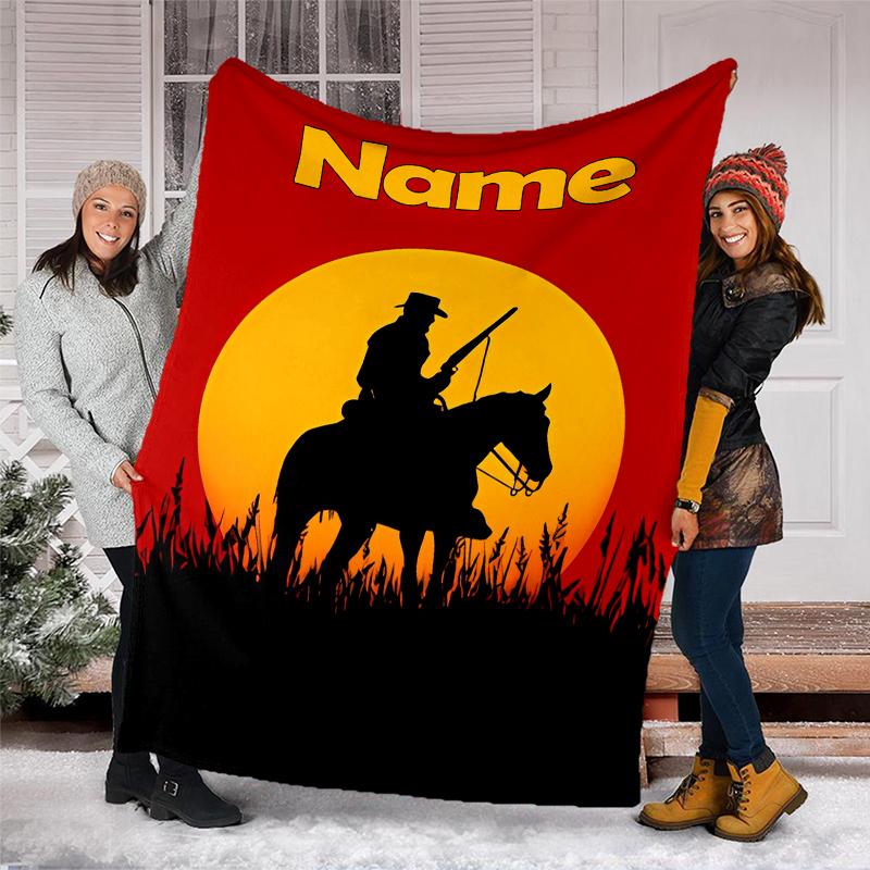 Personalized Custom Name Blanket - Red Dead Redemption Print Design,Blanket for Sofa,Bed,Travel,Camping - Soft and Warm, Great Gift