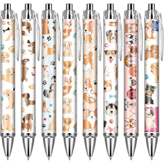 Dog Ballpoint Pens Gifts - School Office Retractable Supplies 24 Pcs Cute Gifts Bulk Black Ink Smooth Fine Point Writing Pen Colorful Graduation