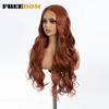 FREEDOM Synthetic Lace Front Wigs For Women Long Wavy 30" Body Wavy Long T Part Lace Wig Ombre Blonde Ginger Blue Cosplay Wig