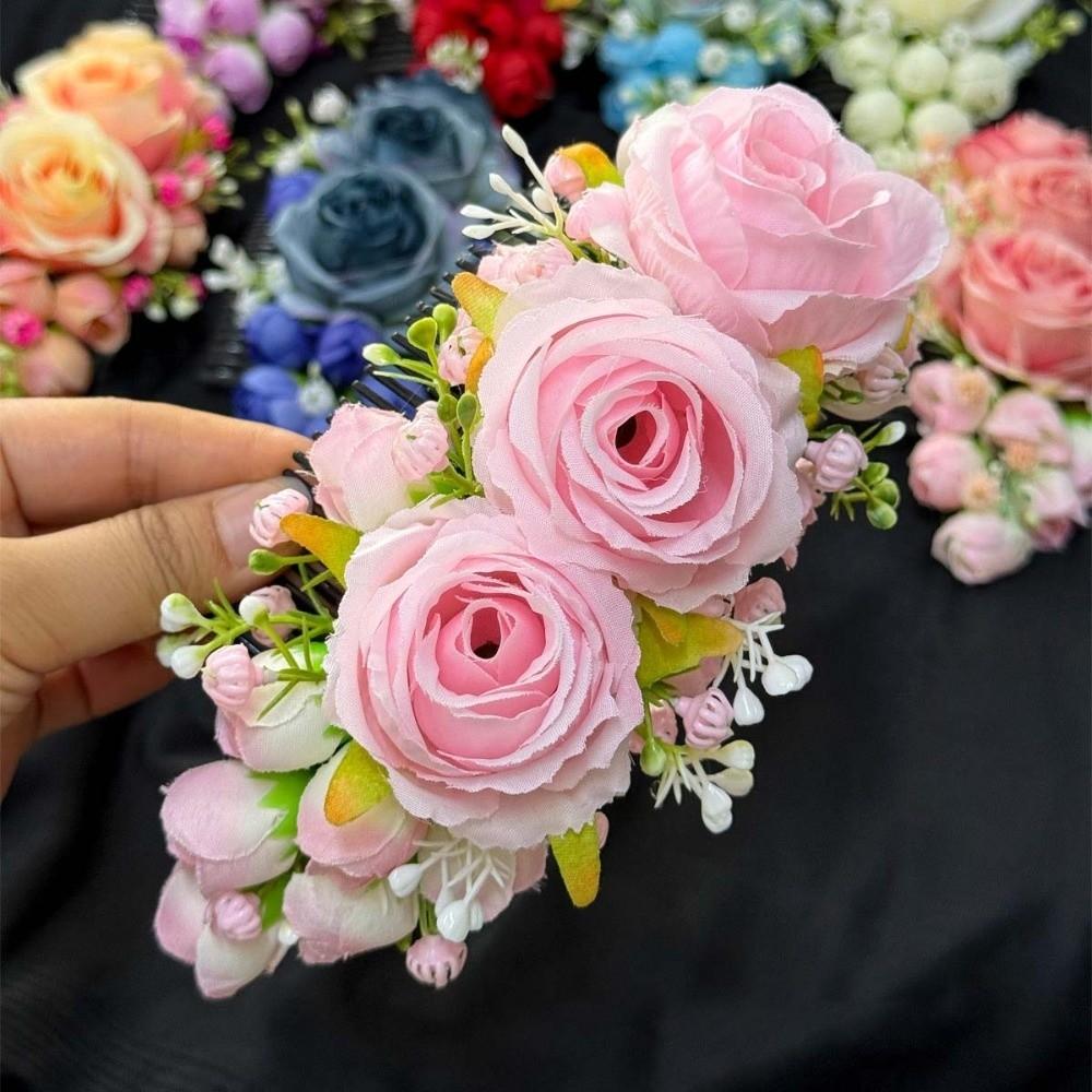 Thai Style Flowers Hairpin Sweet Chignon Hair Clips Rose Hair Comb Water Splashing Festival