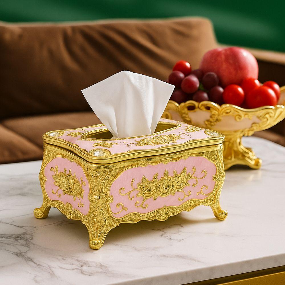 European Style Napkin Holder Rose Pattern Tissue Dispenser Creative Tissue Box Holder Restaurants