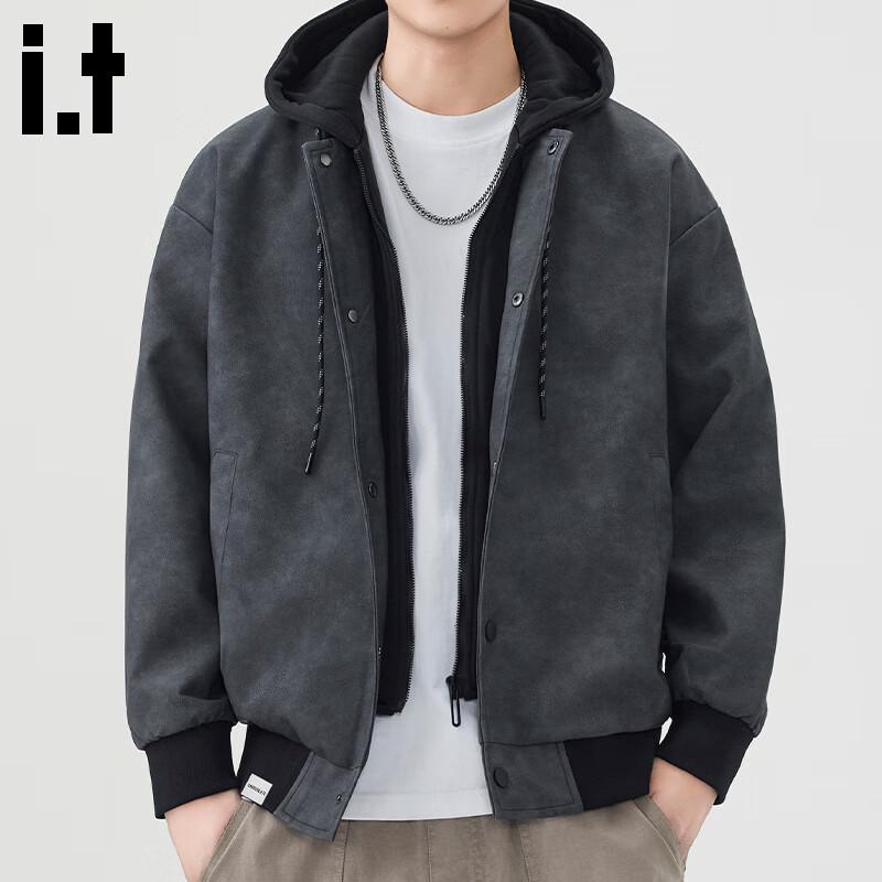 :CHOCOOLATEit Men's American Style Hooded Patchwork Jacket