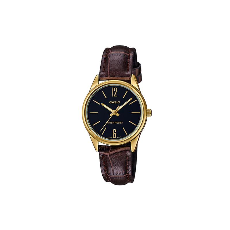 Casio CLASSIC series классический стрелочный черный циферблат водонепроницаемый кварцевый механизм кожаный ремешок японские и корейские часы женские часы LTP-V005GL-1BUDF