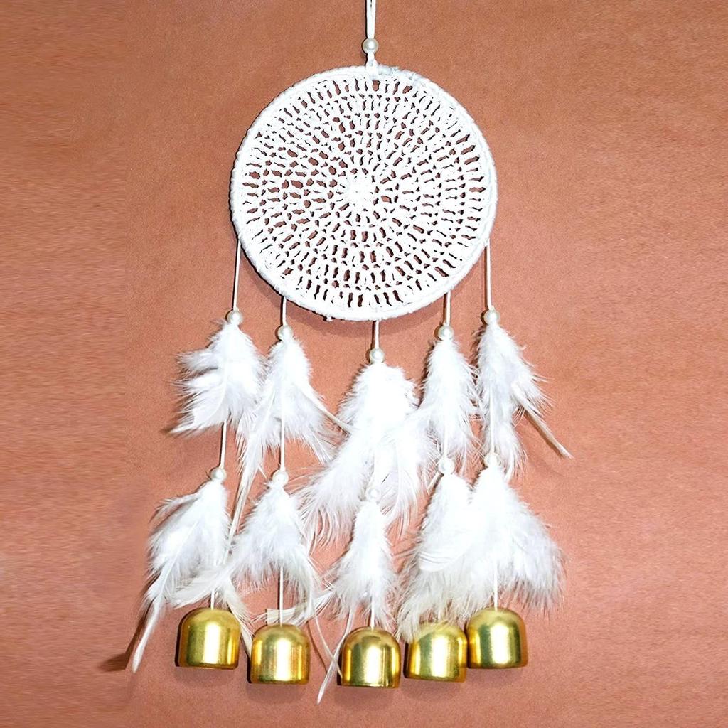 Metal, Bell, Feather, Bead, Thread Wind Chime Dream Catcher for Wall Decor, Bedroom, Balcony, Garden, Kids Room (30 Cm X 13 Cm) Small (Multi)