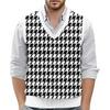 Мужской жилет без рукавов с клетчатым принтом и V-образным вырезом, вязаный джемпер