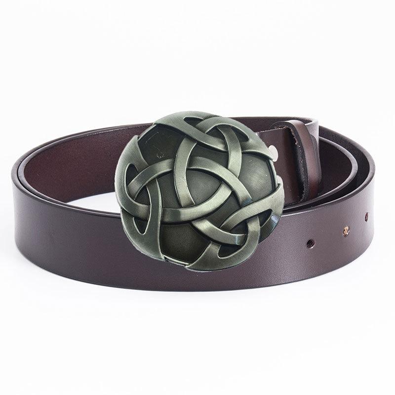 Пряжка для ремня Celtic Personality, устойчивая к царапинам, пряжка из сплава, цельный винтажный ремень из коровьей кожи для джинсов