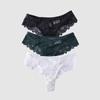 3 Pieces Lot Women's Sexy Lace Panties Lace Thongs Lingerie Intimates Woman Designed Tangas Big Size