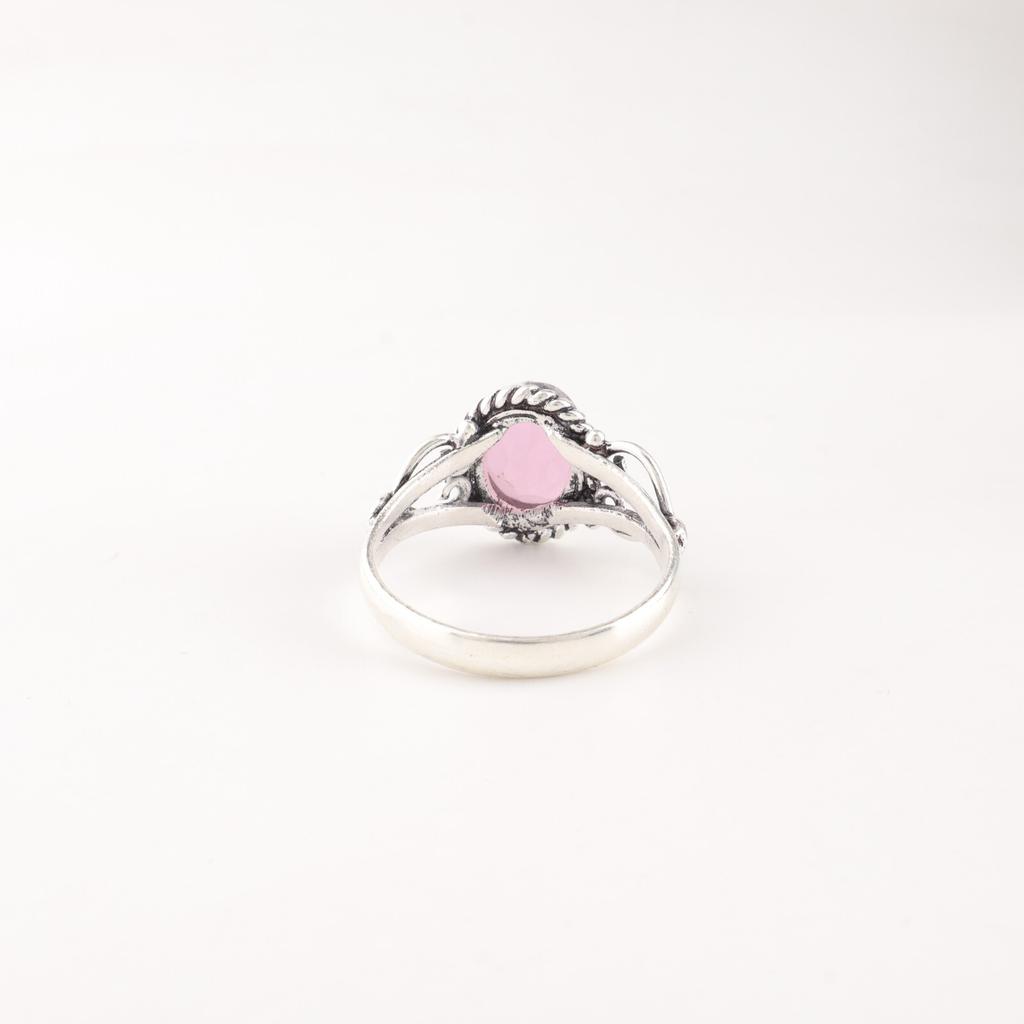 Rose Chalcedony Gemstone 925 Sterling Silver Jewelry Handcrafted Beautiful Ring RR-8-16