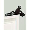 1 Piece Of Metal Decorative Sign For Door And Kitchen Top, Humorous Thinking Decoration: "Cat Sprinkling Coffee" Pattern Door Eaves Decorative Sign,