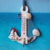 Wood Anchor Thermometer Crafts Art Wall Hanging Hook Meter Gauge Shell Nautical Decor
