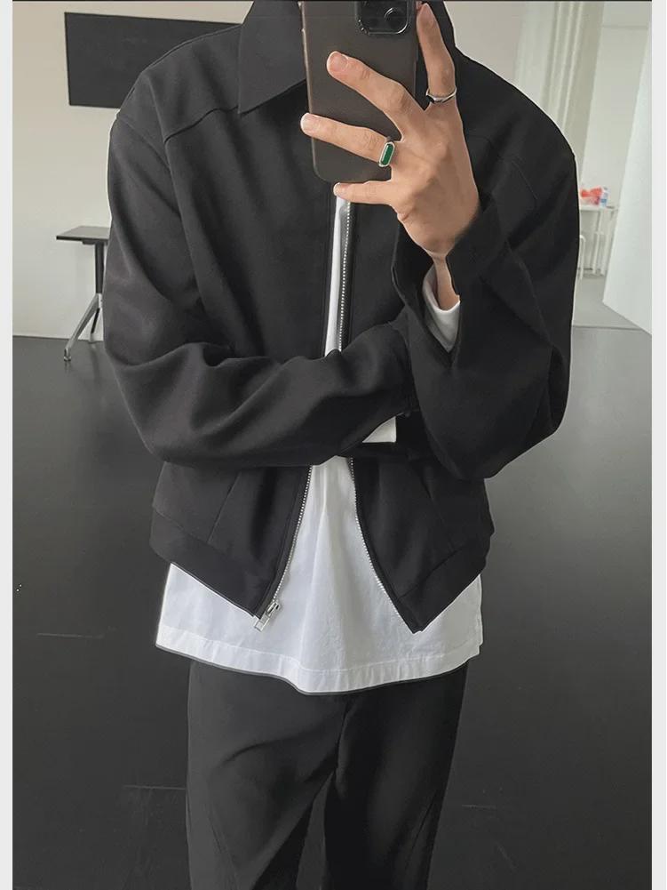 Мужское повседневное свободное короткое пальто в корейском стиле на осень/зиму с широкими лацканами