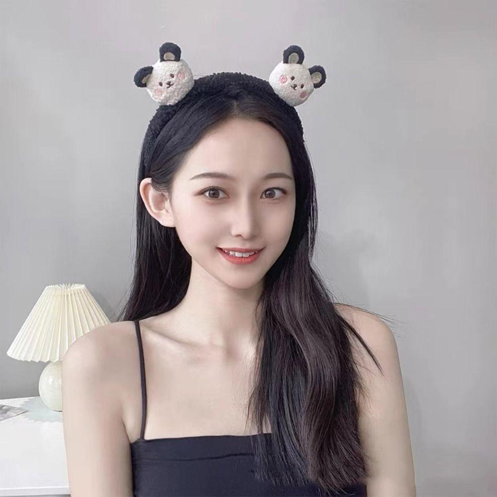 Non-slip Cartoon Plush Headband Colorful Plush Hairband Kawaii Bear Plush Headband  Girl