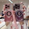 Luxury Plating Glitter Crossbody Necklace Lanyard Phone Case for iPhone 15 13 14 12 Pro Max 14 16 Plus 11 Magnetic Holder Cover