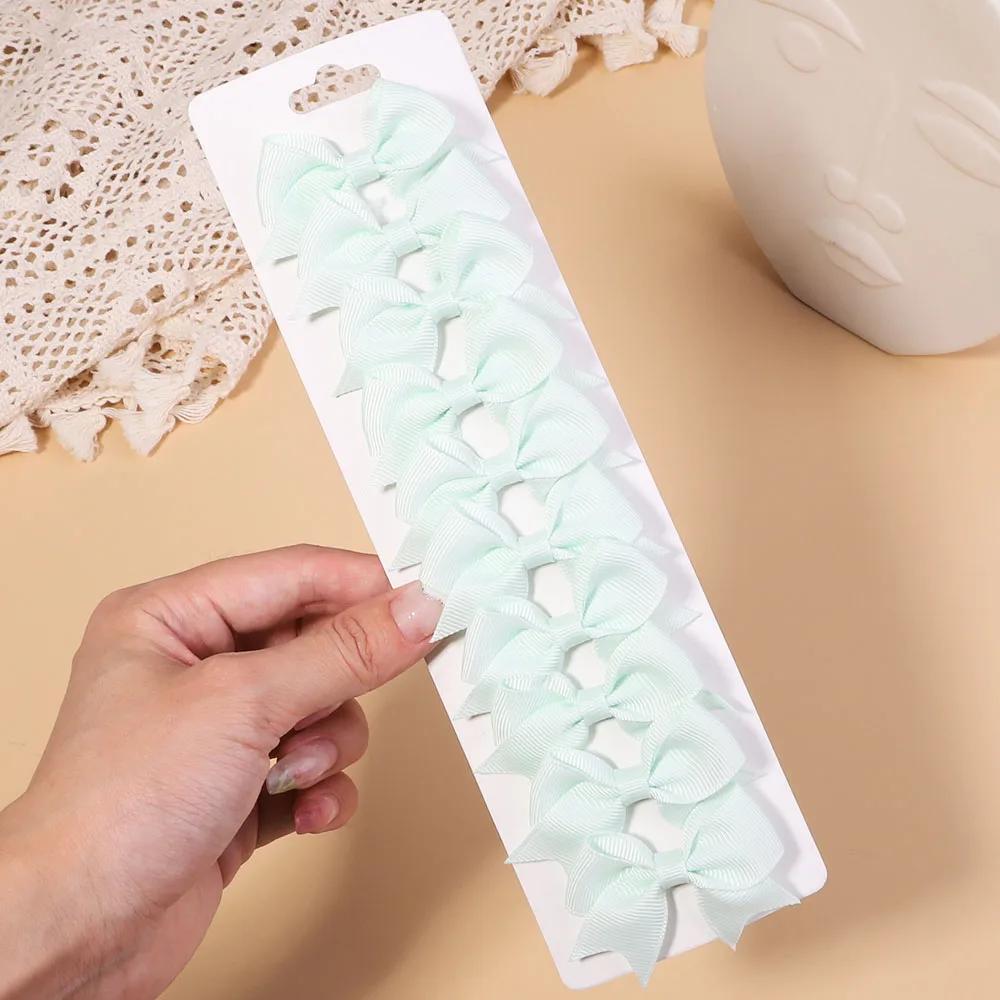 10 шт./набор однотонных репсовых лент, заколки для волос для детей, банты, заколки для волос, бутик, ручная работа, головные уборы, аксессуары для волос для девочек и младенцев