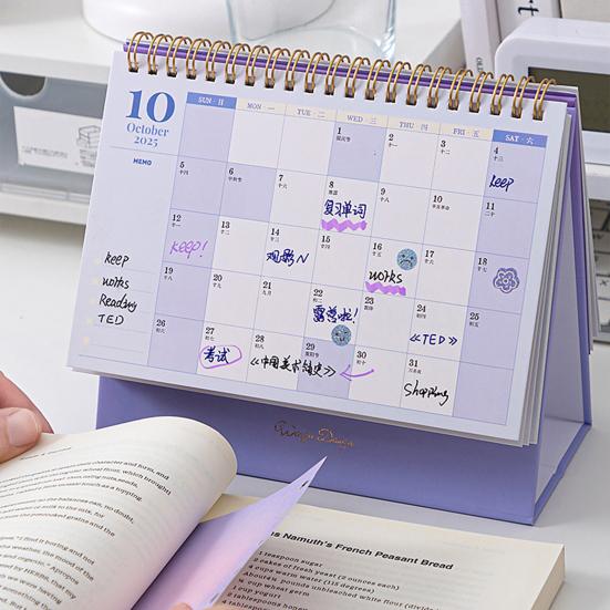 Мини настольный календарь 2026 Янв.2026 - Дек.2026 12-месячный планировщик Двойной проволочный переплет Стоячий перекидной Маленький настольный календарь для дома и офиса