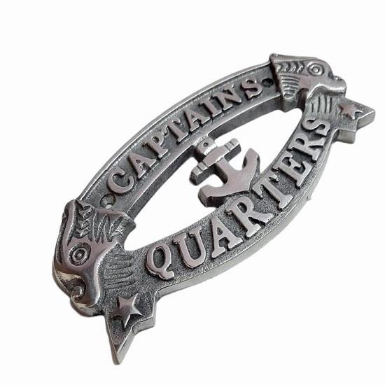 CAPTAIN QUARTERS Sign Maritime Ship Boat Plaque For Home Office Decor